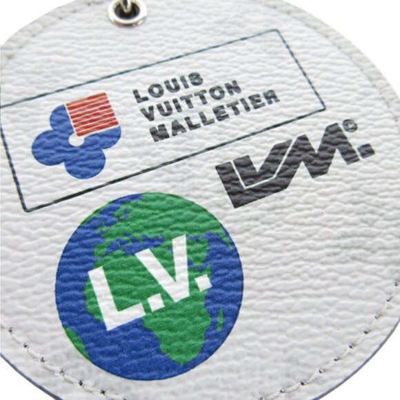 Auth LOUIS VUITTON モノグラム Porte Cles Round Key Ring Light gray - Picture 4 of 8